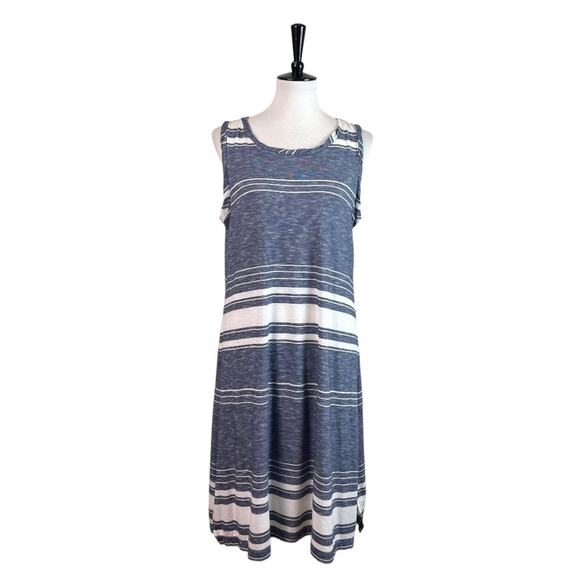 Max Studio Dress Tee Tank Shirt Swing Sleeveless Blue White Stripe Size Small - Picture 1 of 11